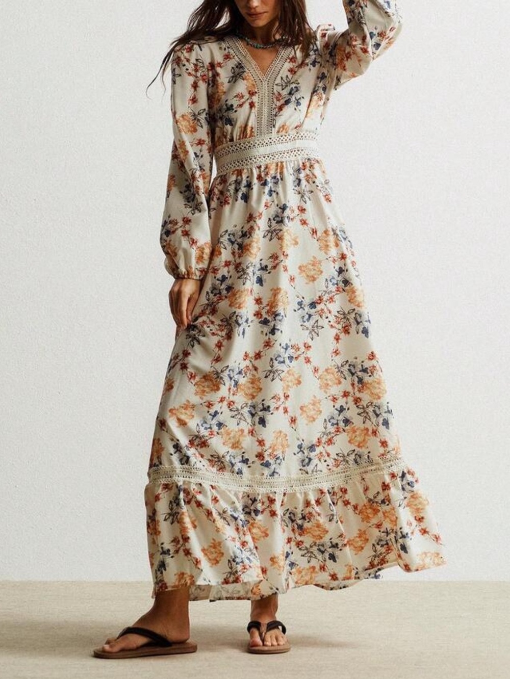 Boho floral print long sleeve maxi dress - Picture 5 of 11
